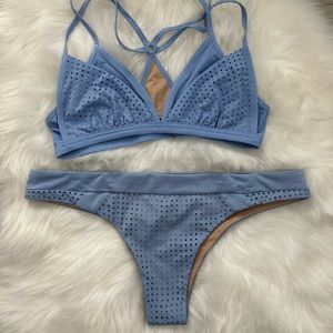 Via Eden Light Blue Perforated Bikini Set Size 1